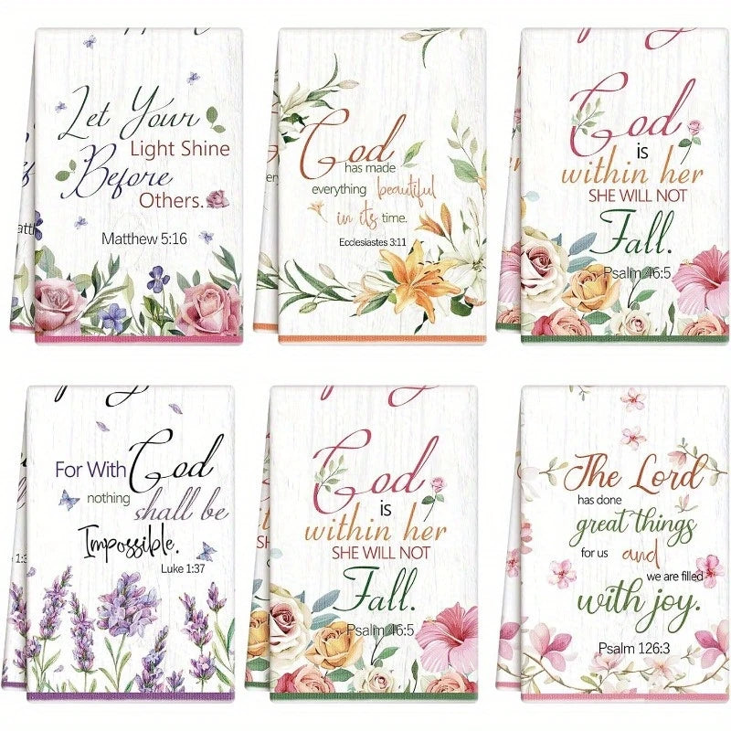 Floral Bible Verse Kitchen Towels