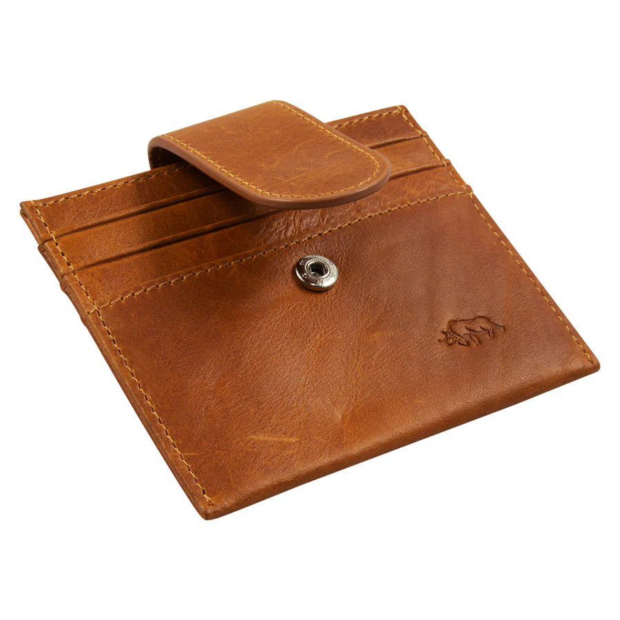 Genuine African Leather ; Light Brown Wallet with Clip Closure