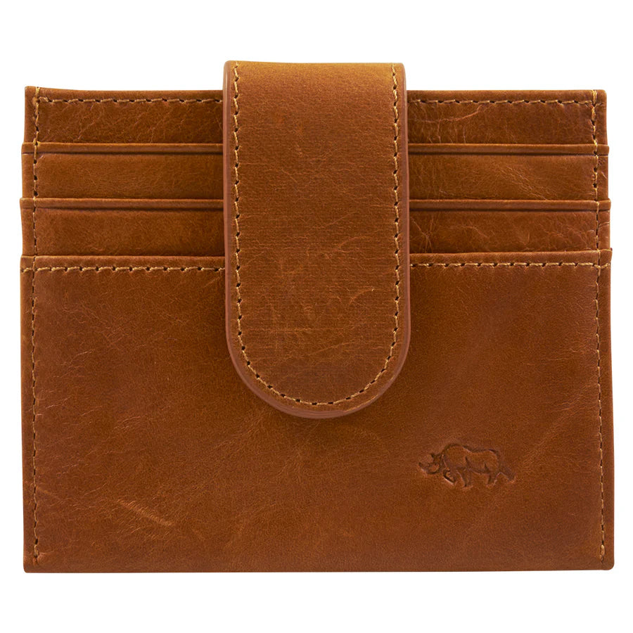Genuine African Leather ; Light Brown Wallet with Clip Closure