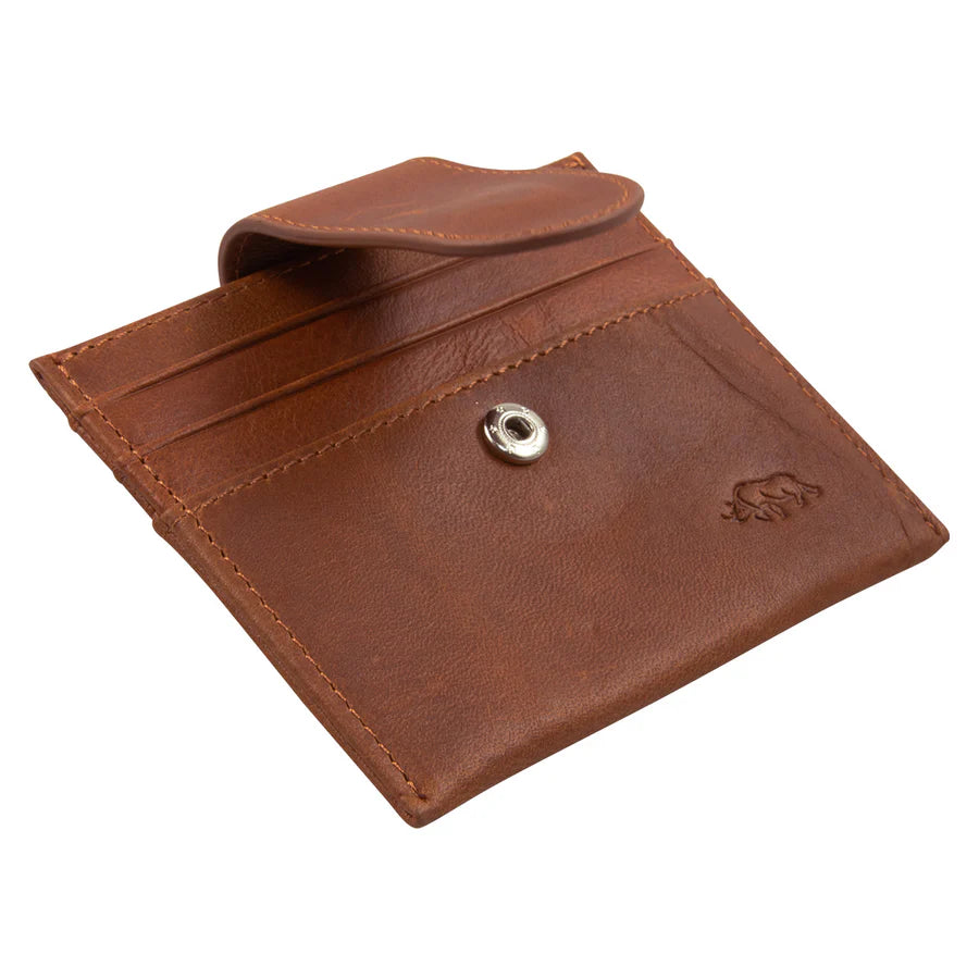 Genuine African Leather ; Brown Wallet with Clip Closure – Rhino Armor