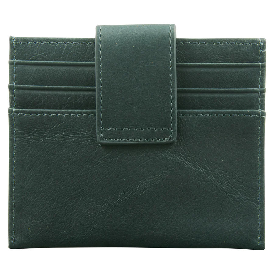 Genuine African Leather ; Dark Charcoal Wallet with Clip Closure