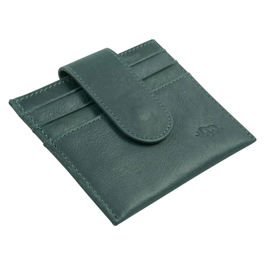 Genuine African Leather ; Dark Charcoal Wallet with Clip Closure