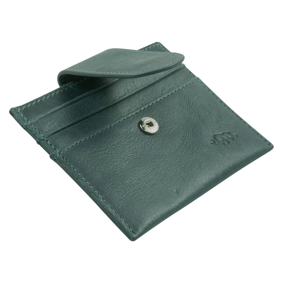 Genuine African Leather ; Dark Charcoal Wallet with Clip Closure
