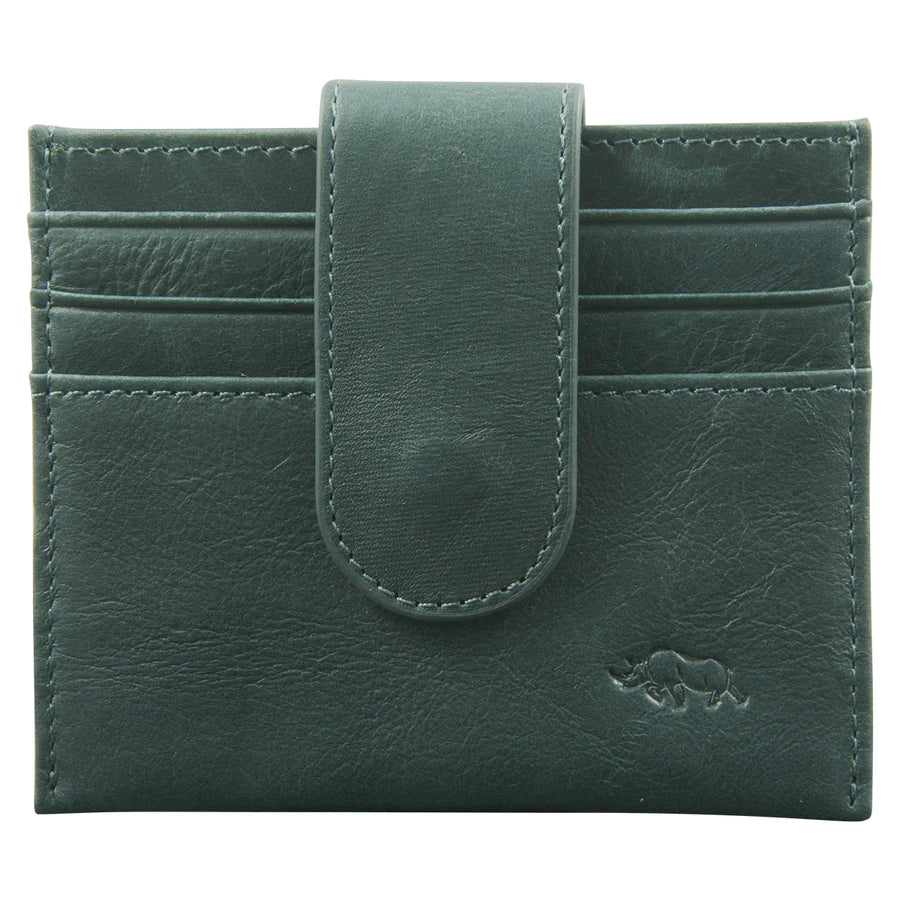 Genuine African Leather ; Dark Charcoal Wallet with Clip Closure