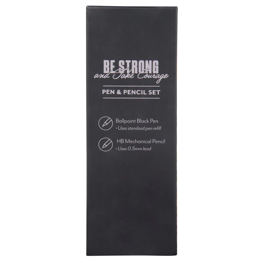 Be Strong, Take Courage Executive Black Pen and Pencil Set
