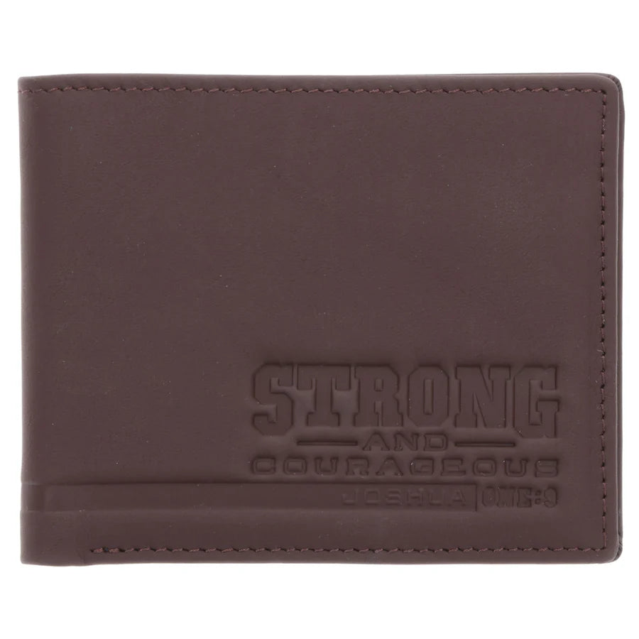 Strong and Courageous; Genuine Leather Wallet – Joshua 1:9
