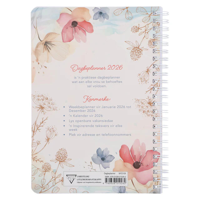 2026 Dagboek - Dagbeplanner - Die Here Is My Sterkte en My Beskerming - Ringbind
