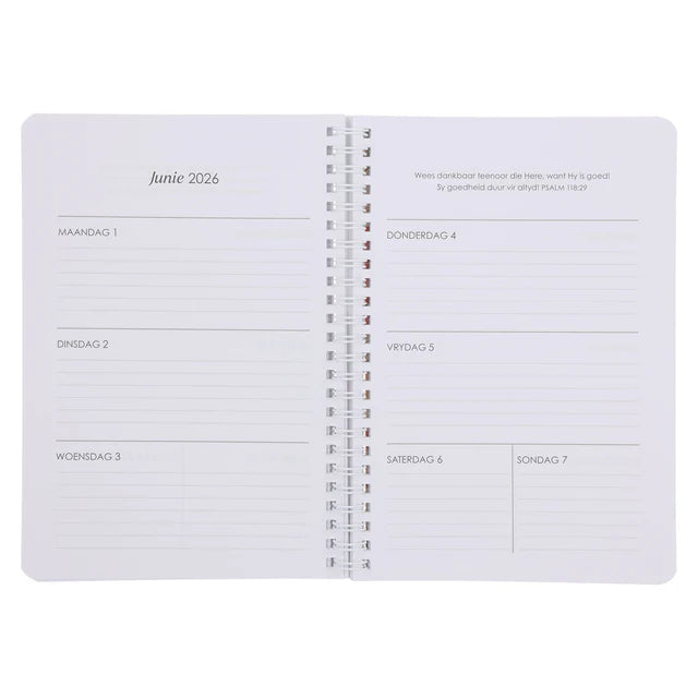 2026 Dagboek - Dagbeplanner - Die Here Is My Sterkte en My Beskerming - Ringbind