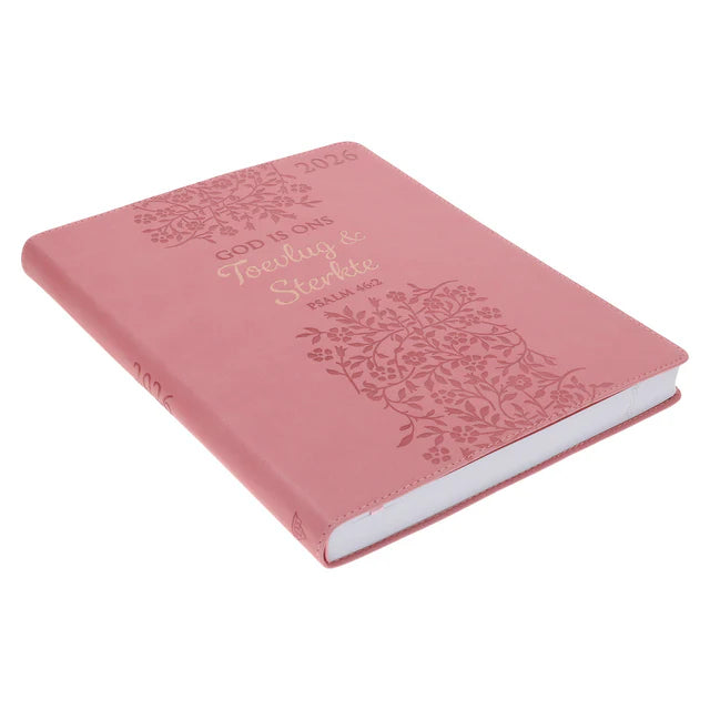 2026 A4 Dagboek - Professionele Jaarbeplanner - God Is Ons Toevlug en Ons Sterkte - Kunsleer