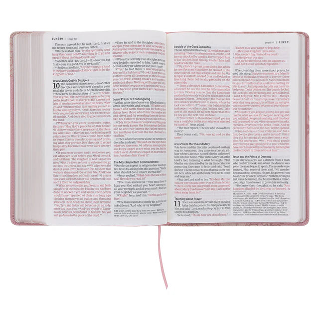 NLT Pink Peonies Genuine Leather Bible Large Print
