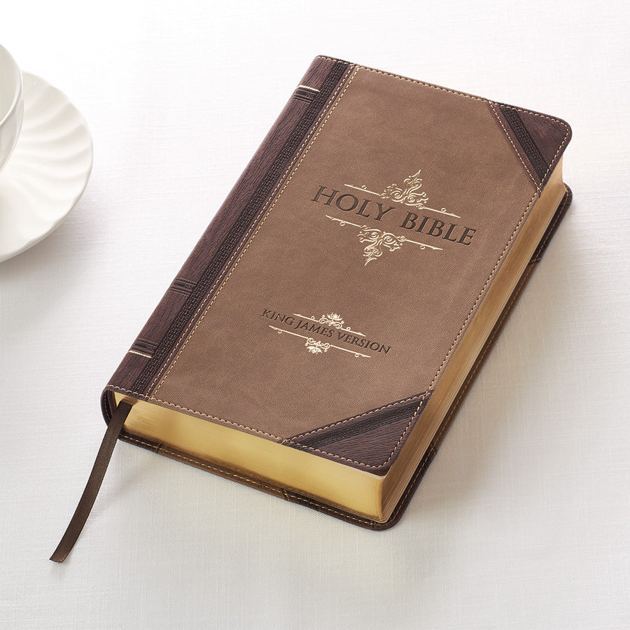 KJV Tan & Brown Study Bible | Giant Print Red Letter Edition