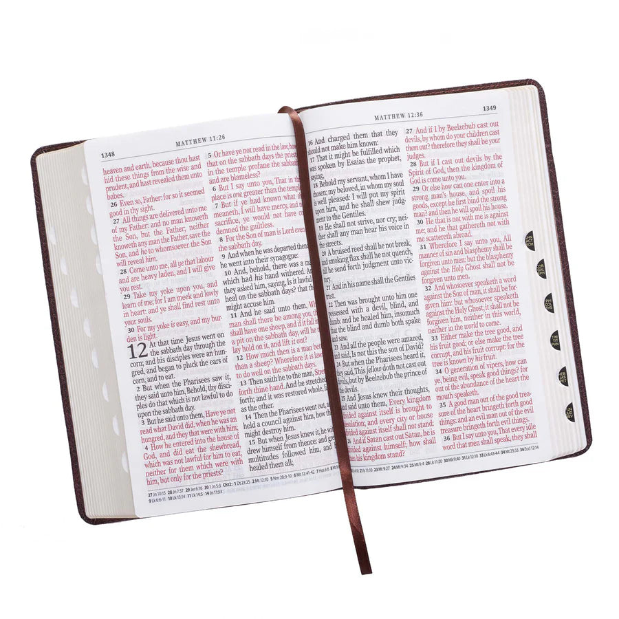 KJV Brown Study Bible | Giant Print Red Letter Indexed Edition