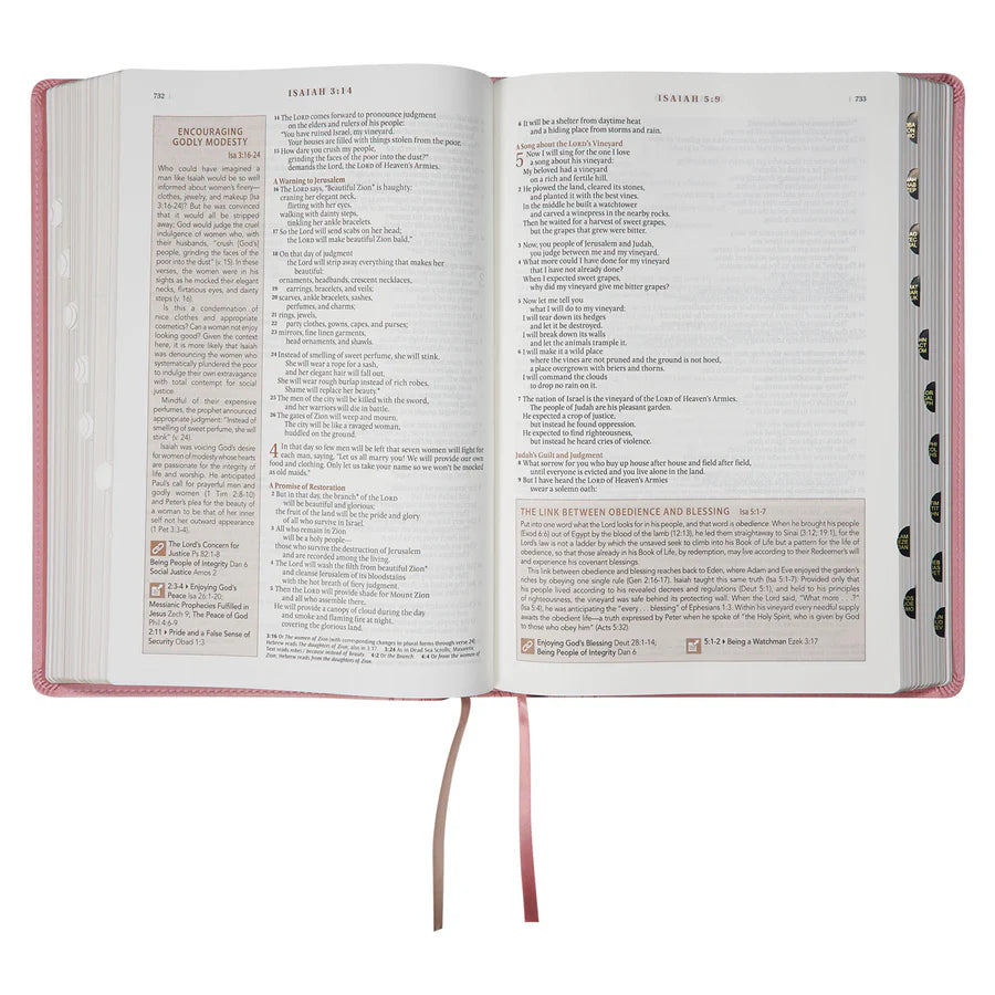 NLT Spiritual Growth Bible – Pink; Thumb Index; Women’s Study; Neriah’s Light