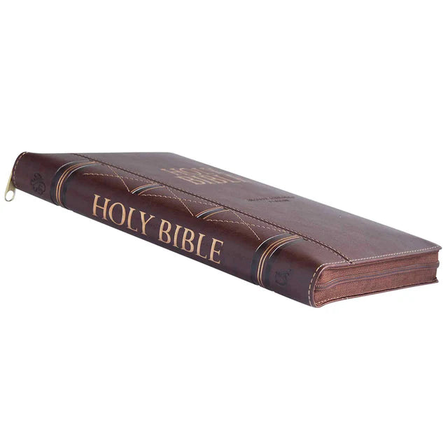 ESV Standard Bible; Brown Faux Leather Zip Index ; Neriah's Light