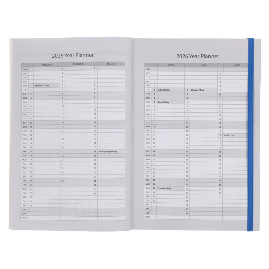 Neriah’s Light; 2026 A5 Daily Planner; Blue Navy Paperback Diary