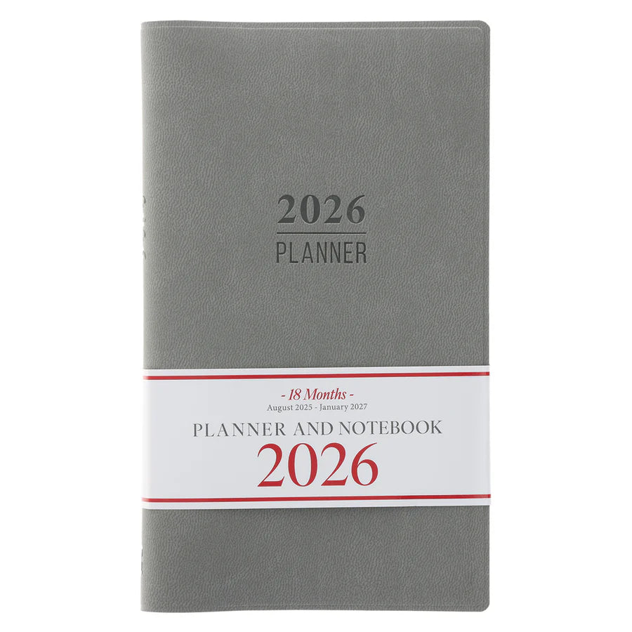 Neriah’s Light; 2026 18-Month Planner & Notebook; Grey Faux Leather