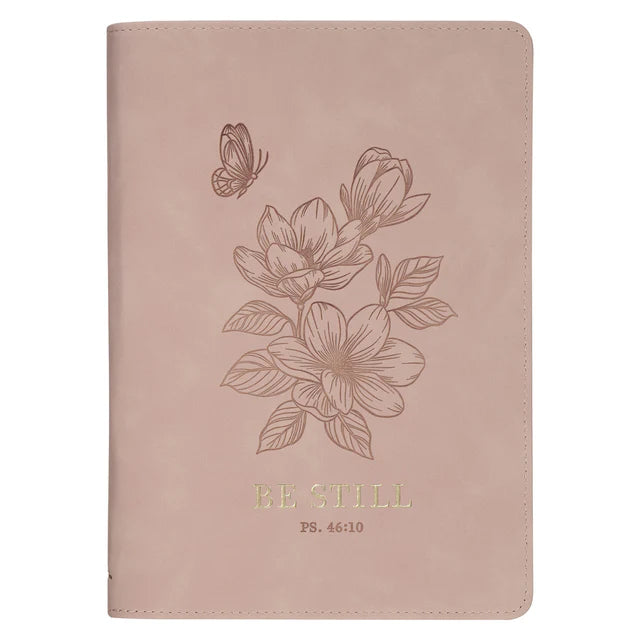 Be Still and Know Pink Faux Leather Journal with Zipped Closure