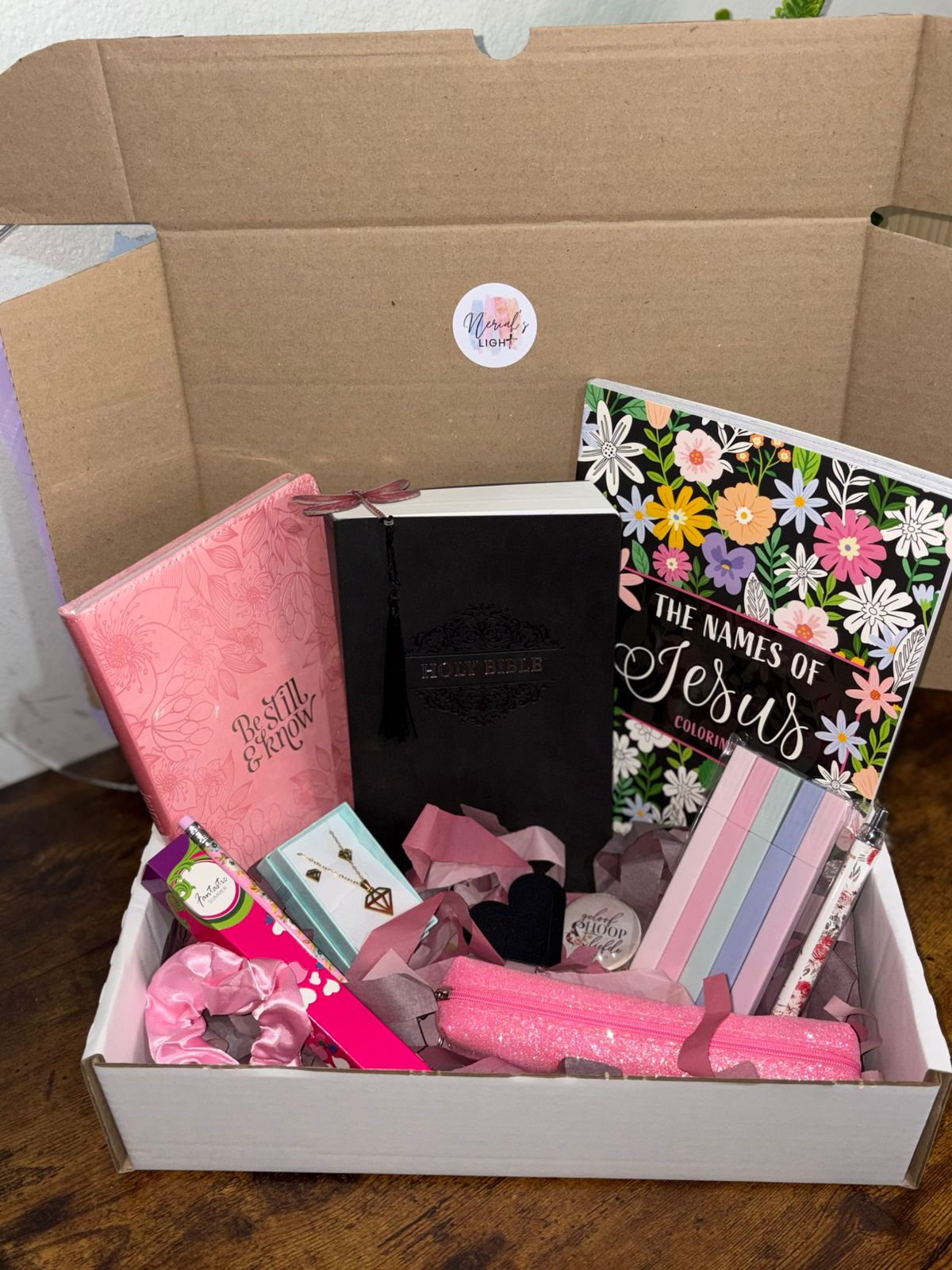 NIV Black Soft Touch Bible with Pink Gift Set