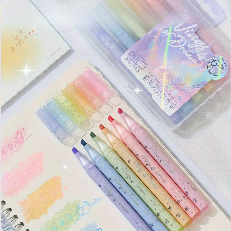 Glitter Highlighters Quick Dry 6 pack
