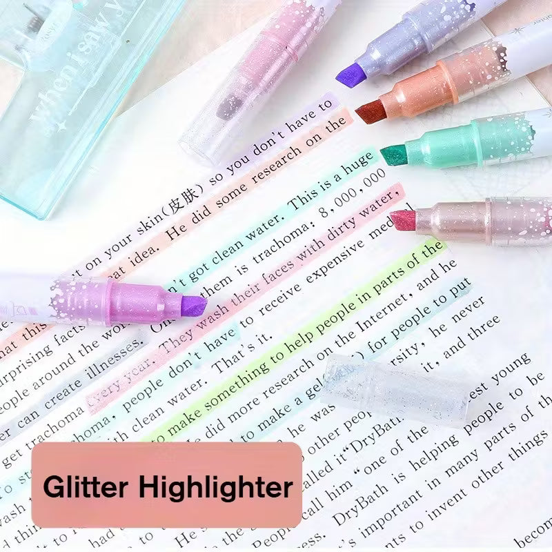 Dual Tip Glitter Highlighters 6pc