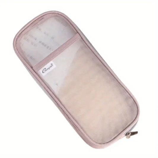 Flat Mesh Pencil Bag - Pink