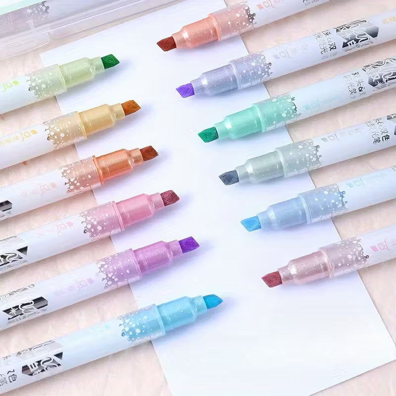 Dual Tip Glitter Highlighters 6pc