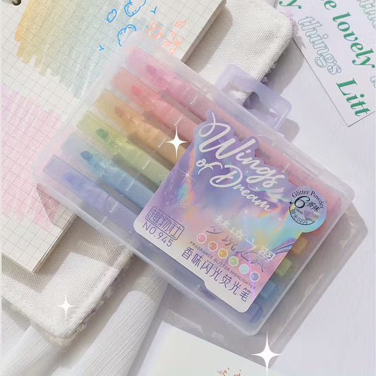 Glitter Highlighters - Quick Dry 6pc Set