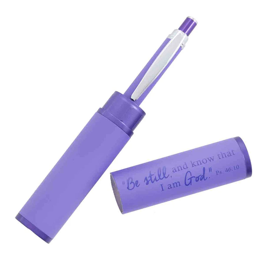 Neriah’s Light; Be Still and Know Pen; Purple Metal Tube Gift