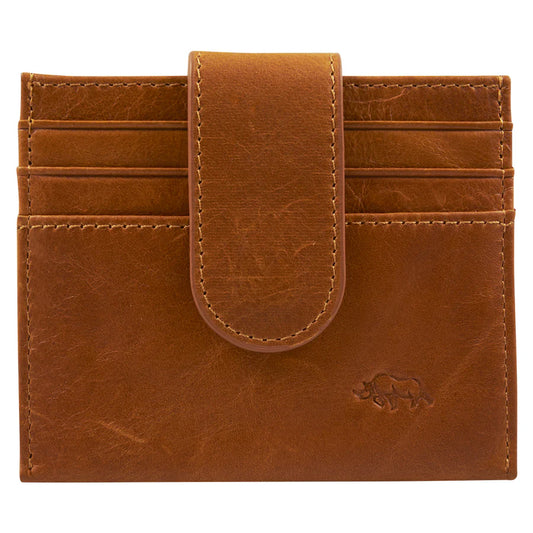 Genuine African Leather ; Light Brown Wallet with Clip Closure