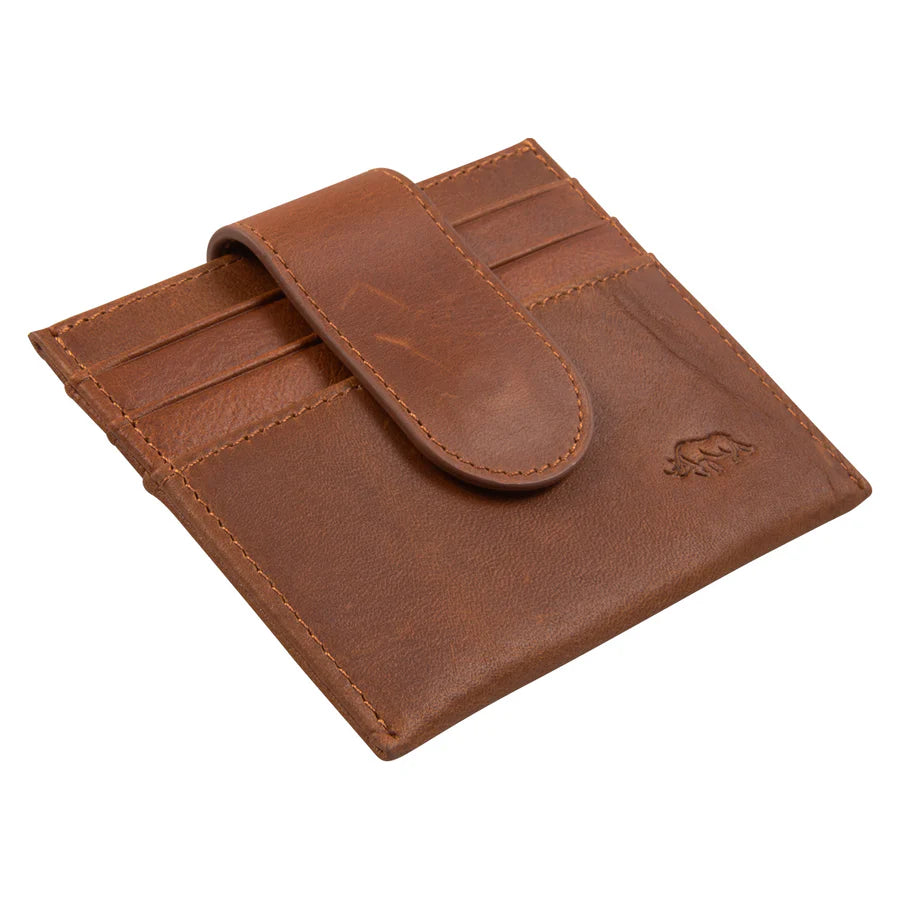 Genuine African Leather ; Brown Wallet with Clip Closure – Rhino Armor