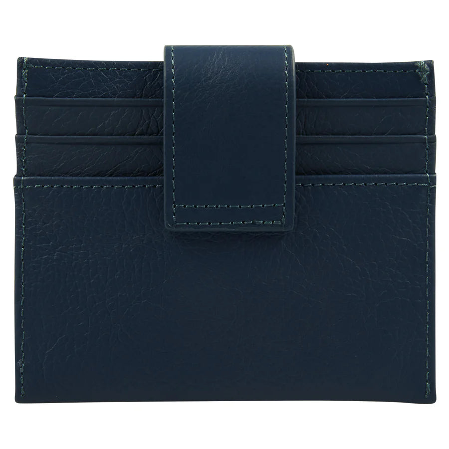 Genuine African Leather ; Blue Wallet with Clip Closure