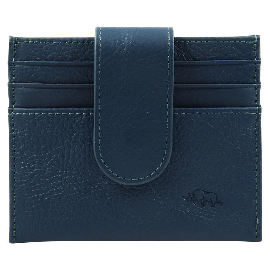 Genuine African Leather ; Blue Wallet with Clip Closure