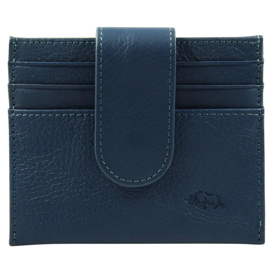 Genuine African Leather ; Blue Wallet with Clip Closure