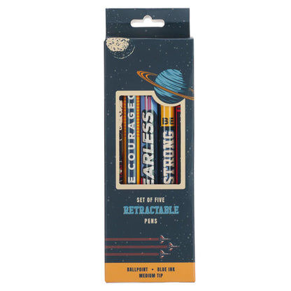 Be Strong and Courageous Five-Piece Pen Set - Blue Ink