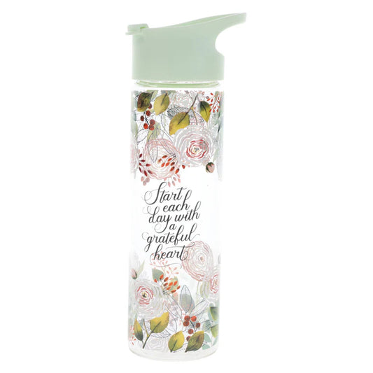 Start Each Day with a Grateful Heart; Glass Bottle; Clear; Neriah’s Light