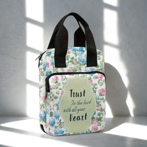 Floral Scripture Bible Carry Bag; Blue; Elegant Protection; Neriah’s Light
