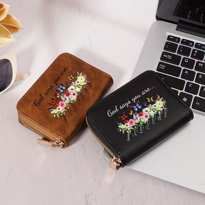 Compact Wallet; God Says You Are (Black) Faux Leather; Neriah’s Light