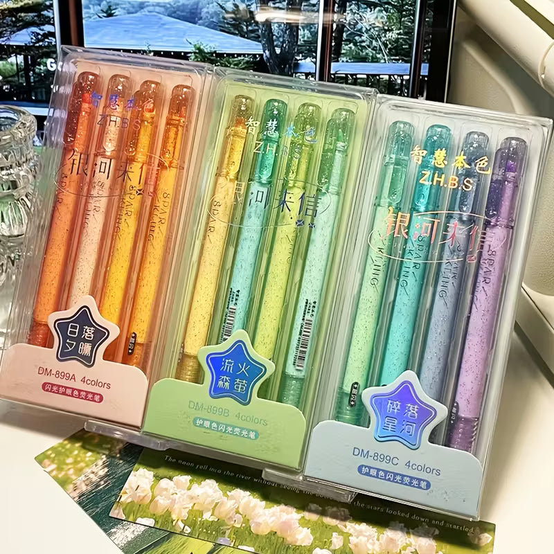 Glitter Highlighters 4 Pack - Blue Series