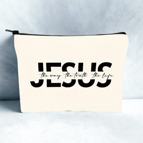 White Makeup Bag | Faith-Inspired Cosmetic Pouch