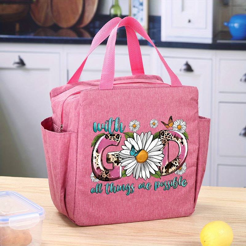 Lunch Bag Grey - With GOD (Pink)