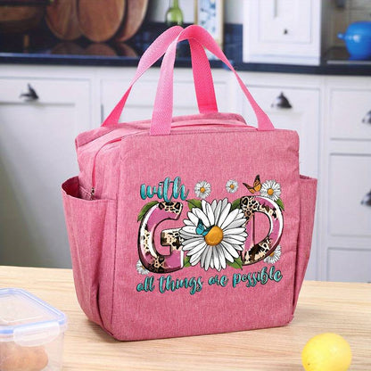 Lunch Bag Grey - With GOD (Pink)