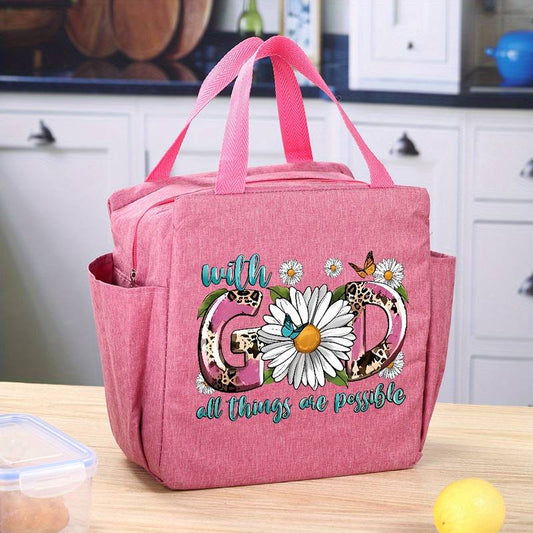 Lunch Bag Grey - With GOD (Pink)