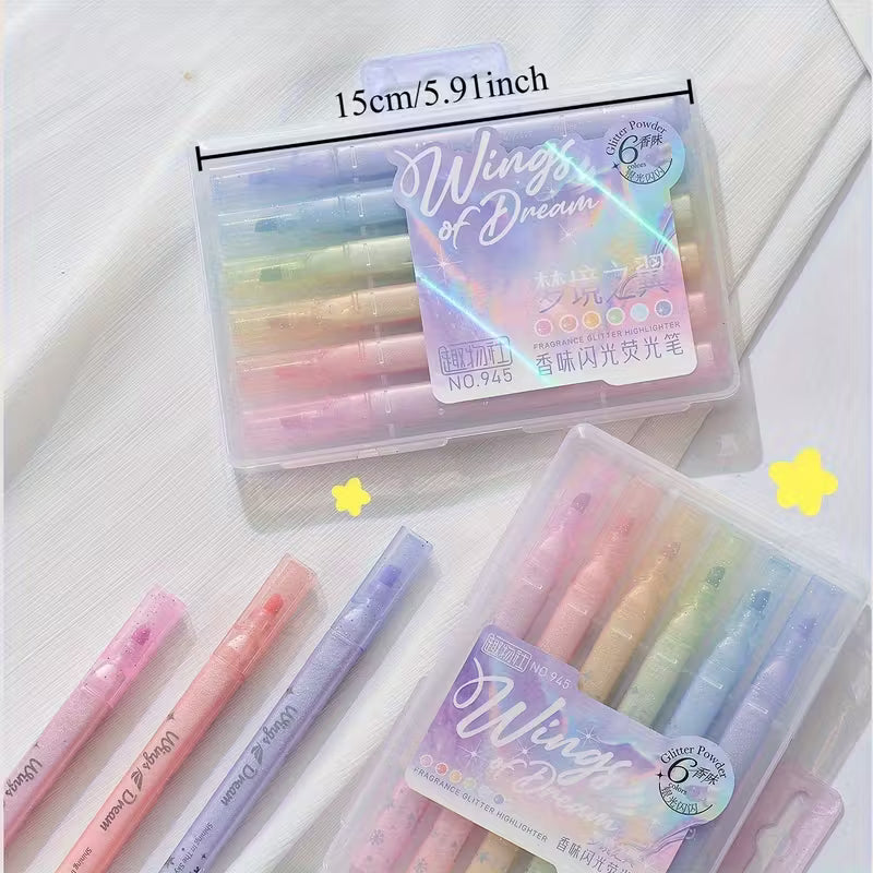 Glitter Highlighters - Quick Dry 6pc Set