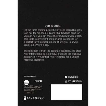 NIV Compact Bible – Black Paperback Comfort Print; Neriah's Light