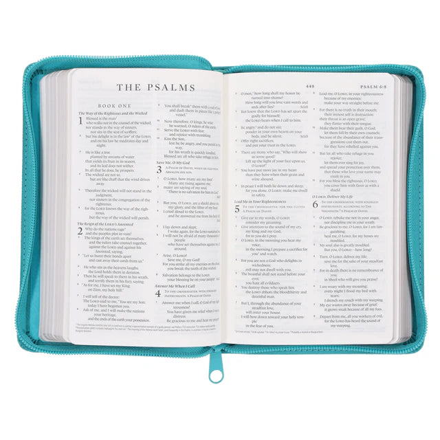 ESV Compact Bible – Teal Faux Leather; Zip Closure; Neriah's Light