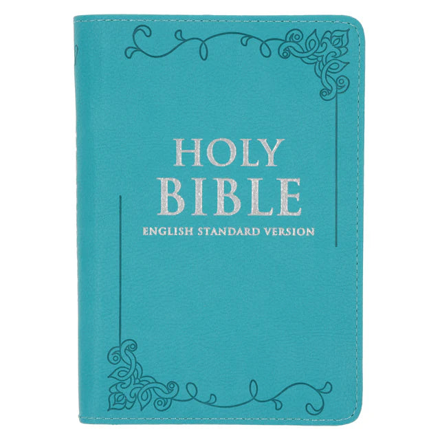 ESV Compact Bible – Teal Faux Leather; Zip Closure; Neriah's Light
