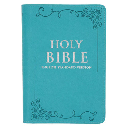 ESV Compact Bible – Teal Faux Leather; Zip Closure; Neriah's Light