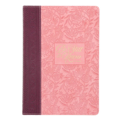 Be Still and Know Pink and Burgundy Faux Leather Journal
