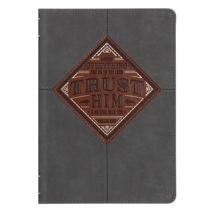 Trust Him Grey Faux Leather Journal