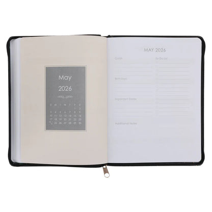 2026 Diary - 18-Month Planner for Women - In Strength and Dignity - Faux Leather with Zip
